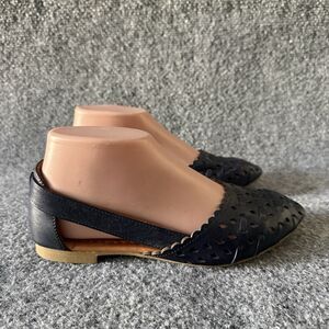 Spring Step Delorse D’Orsay Flats Shoes Navy Leather Cut-Out Women's EU 36